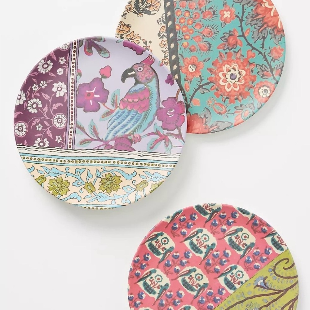 Anthropologie NWT Blockprint Bamboo Melamine Dinner Plate - Picture 2 of 3